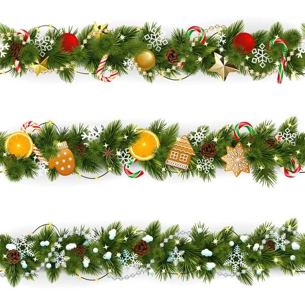 Vector Pine Christmas Border — Stock Vector