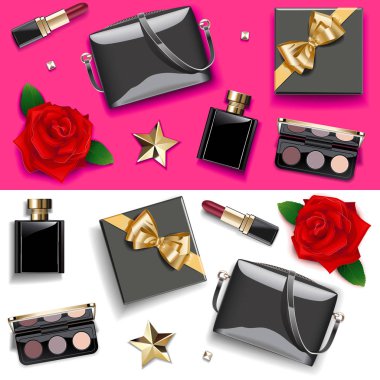 Vektör kadın aksesuarları Çift Küme2