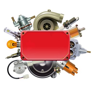 Kırmızı çerçeve ile araba yedek vektör