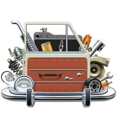 Otomotiv Parçaları ile Vektör Oto Kapı