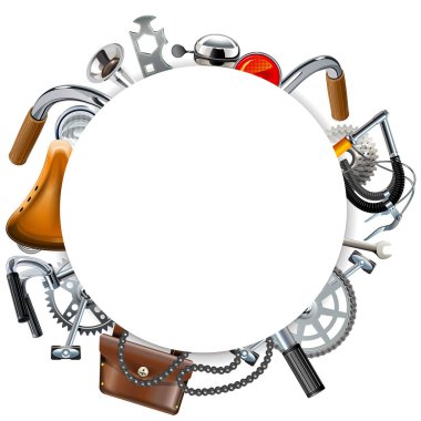 Bisiklet Yedek Parçalı Vektör Yuvarlak Boş Çerçeve