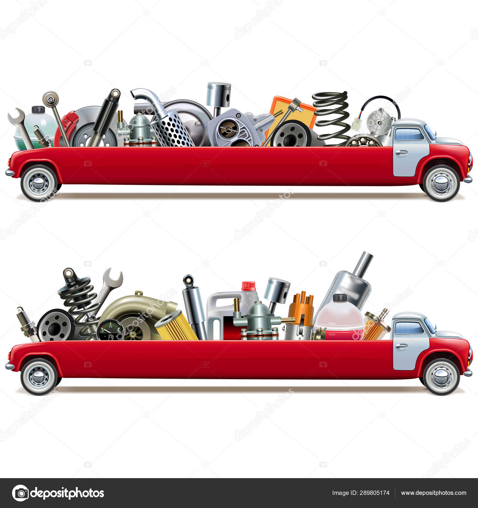Vector Long Truck with Car Spares Stock Vector by ©dashadima 289805174