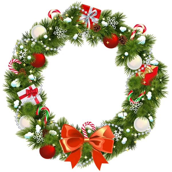 Vector Snowy Christmas Wreath — Stock Vector
