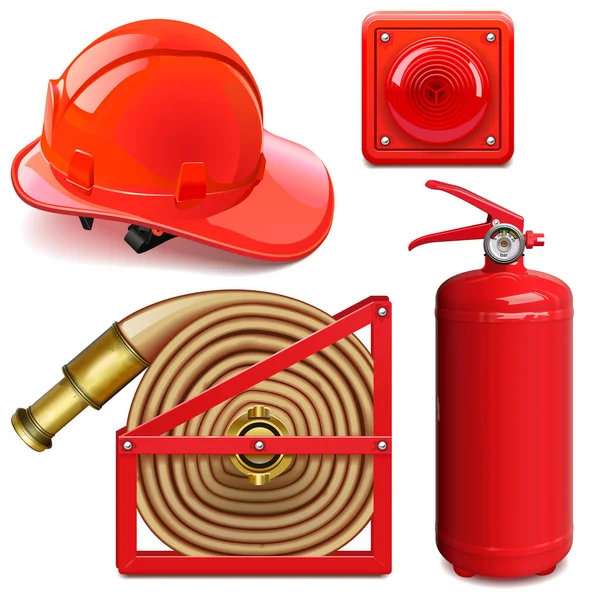 Accesorios Bombero Vectorial Aislados Sobre Fondo Blanco — Vector de stock