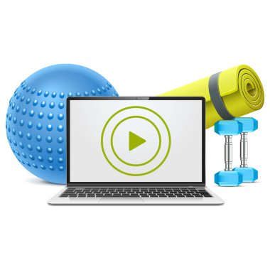 Vektör Çevrimiçi Fitness Kavramı beyaz arkaplanda izole edildi