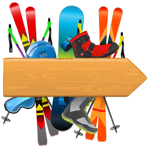 Vector Ski Rental Board Isolé Sur Fond Blanc — Image vectorielle