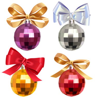 Vector Christmas Ball with Bow isolated on white background clipart