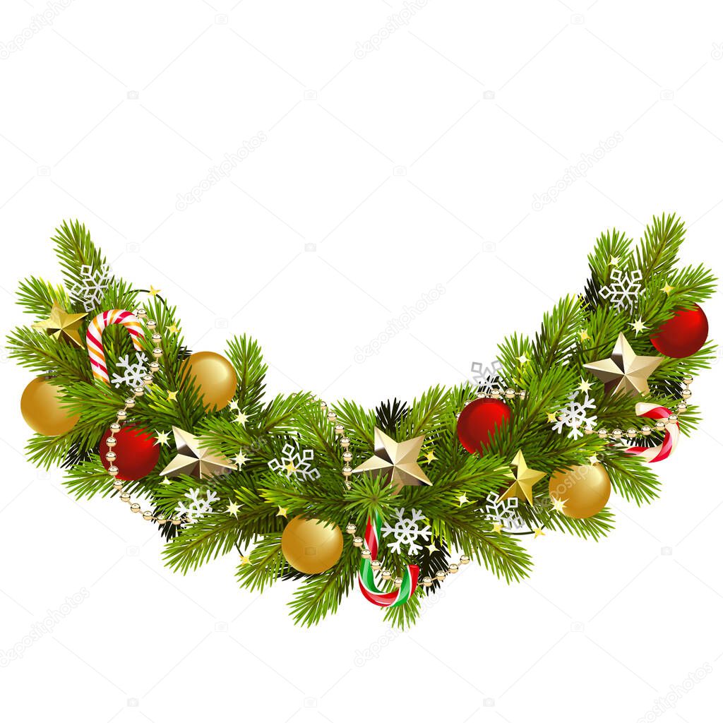 Vector Fir Christmas Decoration isolated on white background