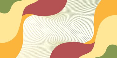 Renkli organik şekillerle çevrili ince ve dalgalı çizgilerden oluşan merkezi bir alana sahip canlı ve soyut bir arka plan.