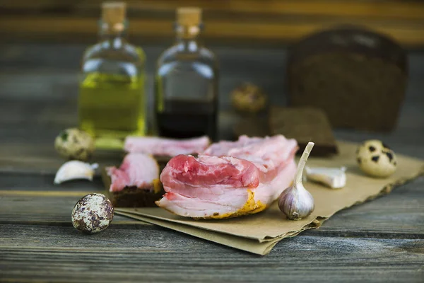 Fresh Lard Meat Wooden Board — Stock Photo, Image