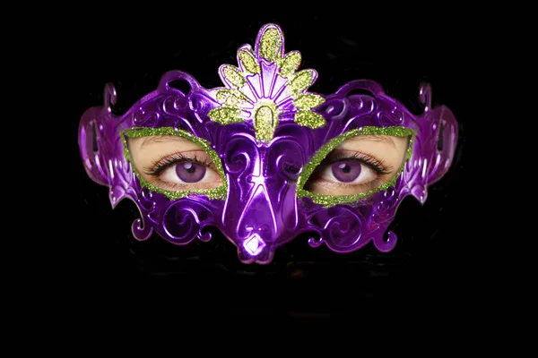 Visage Une Jolie Fille Masque Carnaval — Photo