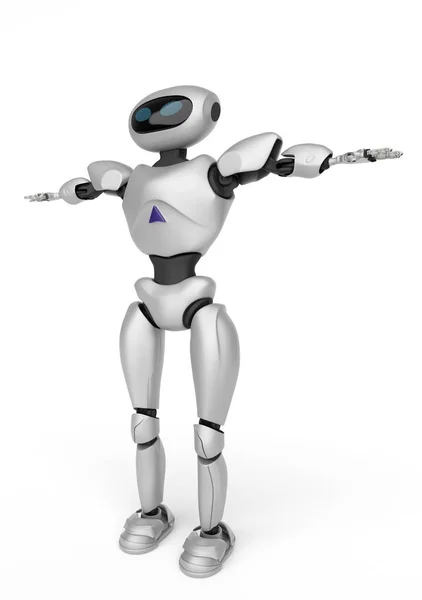 Robot androide moderno sobre un fondo blanco. Renderizado 3D . —  Fotos de Stock