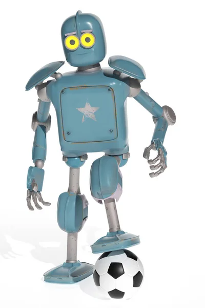 futbol futbol grunge vintage robot oyun. 3d render