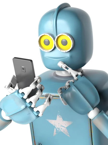 cep telefonu grunge vintage robot bakmak. 3d render.