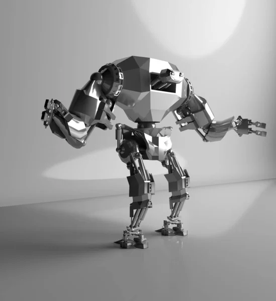 Renderização 3D de robô futurista isolado em branco — Fotografia de Stock