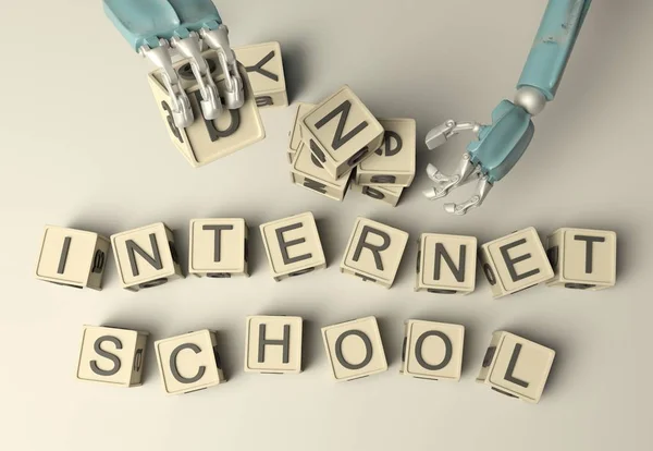 Retro Robot el ahşap Abc küpleri ile kelime 