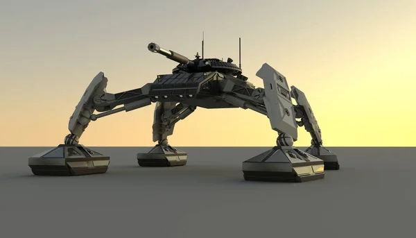 Fantasie futuristischen Gehpanzer. originelle Idee und Modellierung — Stockfoto