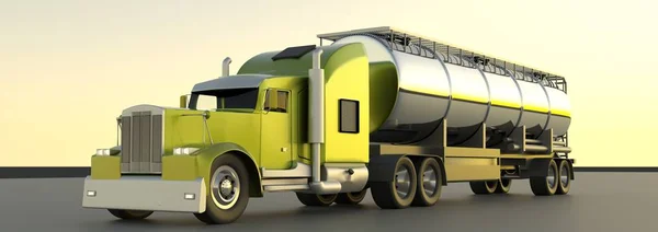 Bensintank fartyg. 3D-rendering. Olje trailer. Bränsle gas tankfartyg Truc — Stockfoto