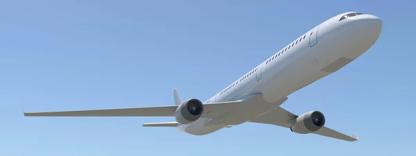 Flugzeug isoliert auf blauem Himmel — Stockfoto