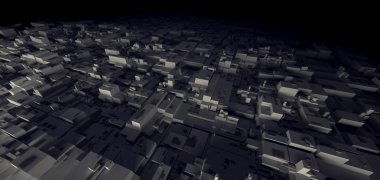 Gecekondu, uzay st Gece depo siber şehir 3d Rendering