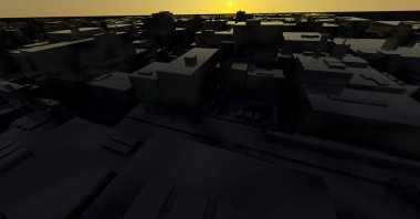 Gecekondu, uzay st Gece depo siber şehir 3d Rendering