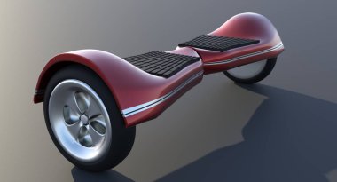 jiroskop hoverboard elektrikli scooter beyaz 3d render izole