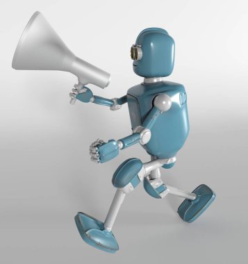 megafon ile robot, 3d render.