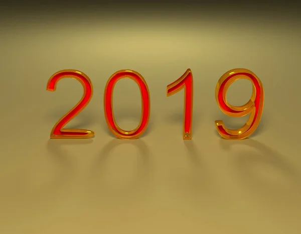 Navidad, año nuevo 2019,3d render . —  Fotos de Stock