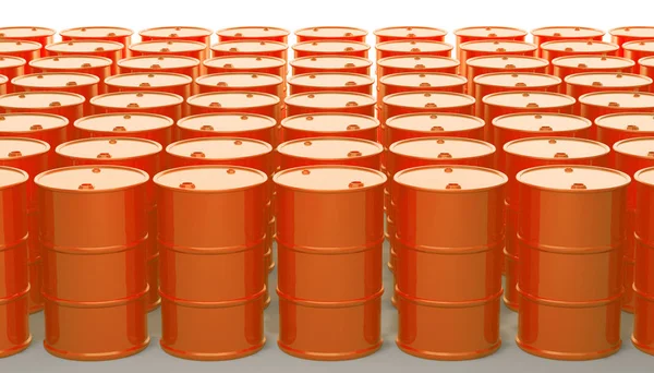 Beyaz namlu metal turuncu tank. 3d render.