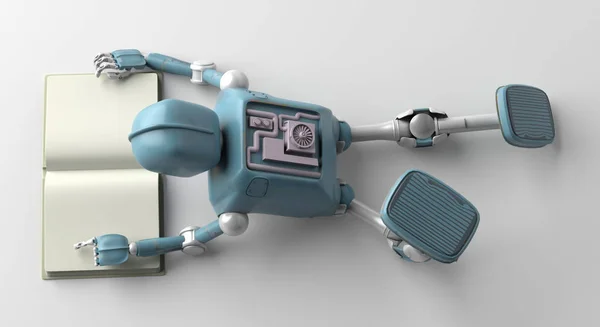 Robô com livro, renderização 3d . — Fotografia de Stock