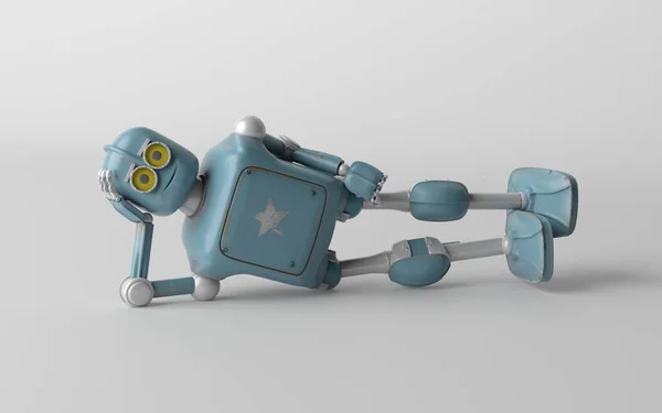 El robot está mintiendo 3d, renderizar . — Foto de Stock