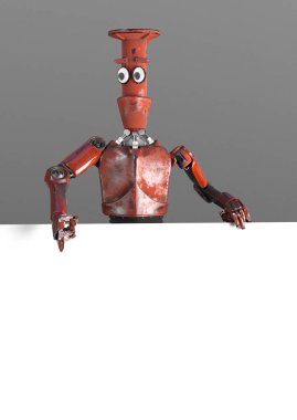Robot retro vitage duvarlar afiş önce peeks