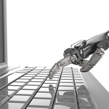 Robotik el tuşuna basarak Klavyede Enter tuşuna basın. 3d render. worki