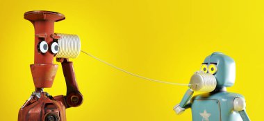 Ton lu retro iki robot telefon. 3d render