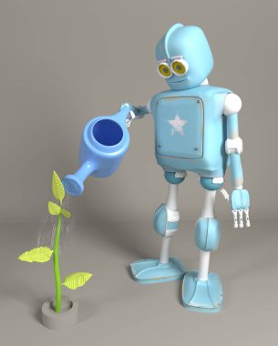 robot filiz 3d sulama, render.