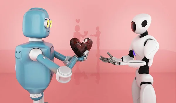 Valentines day, love, robot,3d render. — Stock Photo, Image