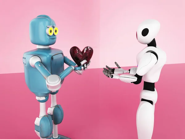 Valentines day, love, robot,3d render. — Stock Photo, Image