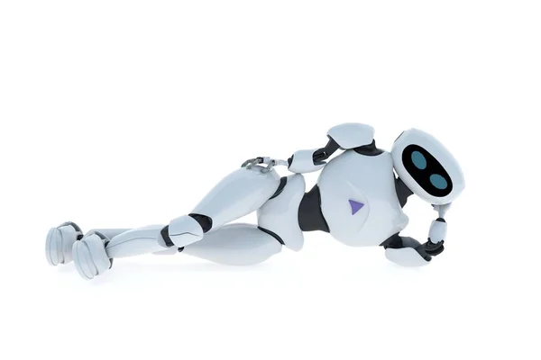 Robot mentira en el suelo, 3d renderizado . —  Fotos de Stock