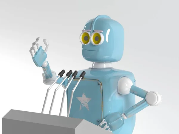 Retro robot Orator, hoparlör, 3D, render