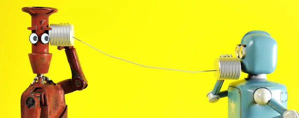 Ton lu retro iki robot telefon. 3d render