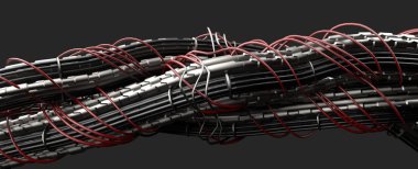 bir sürü elektrik kablosu, elektrik kablosu, 3D görüntüleyici