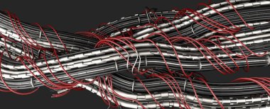 bir sürü elektrik kablosu, elektrik kablosu, 3D görüntüleyici