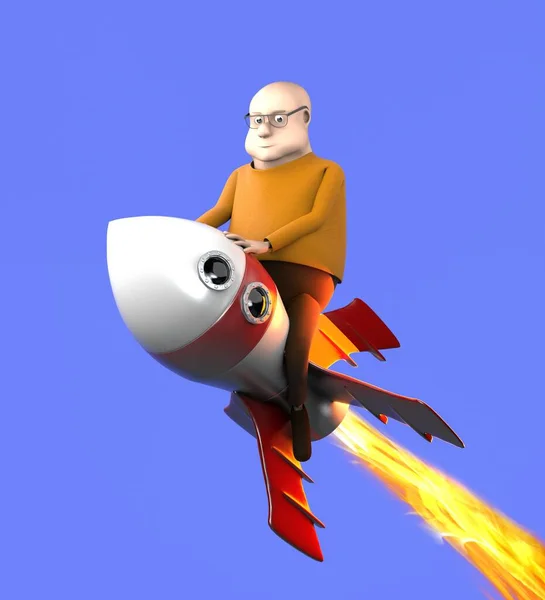 Hombre Cohete Estilo Dibujos Animados Render —  Fotos de Stock