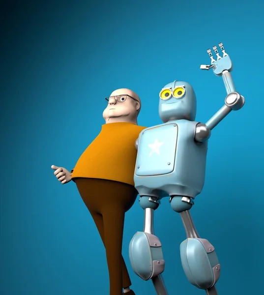 Robot ve insan dostu, yapay zeka eğitimi, 3D.