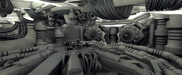 Nave Espacial Ficção Científica Interior Viagens Interestelares Ilustração Renderizada — Fotografia de Stock