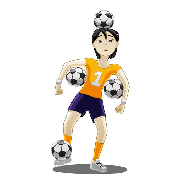 Futbol topları ile kız