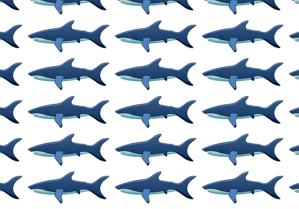 Muster von Haien auf weißem Hintergrund — Stockvektor