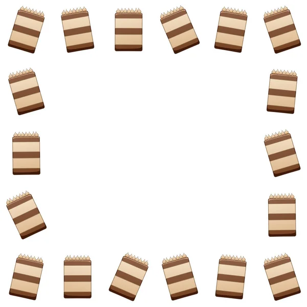 Marco cuadrado de pasteles de chocolate. Fondo blanco — Vector de stock