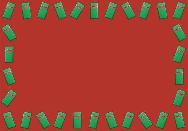 Yeşil Noel hediye kutuları ile dikdörtgen çerçeve