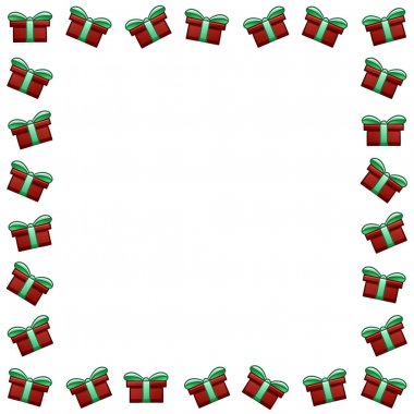 Kırmızı Noel hediye kutuları ile kare çerçeve